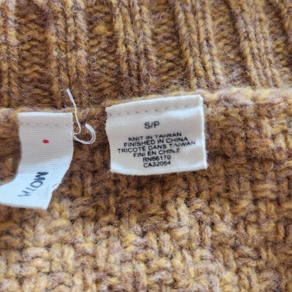 Anthropologie Moth pom pom knit sweater mustard wool blend tunic length size S - Picture 5 of 7